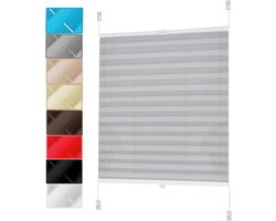 Geplooide Gordijnen - Plisségordijnen Klemfix - Privacy en Zonwering - Montage Zonder Boren - 120x30 cm - Lichtgrijs