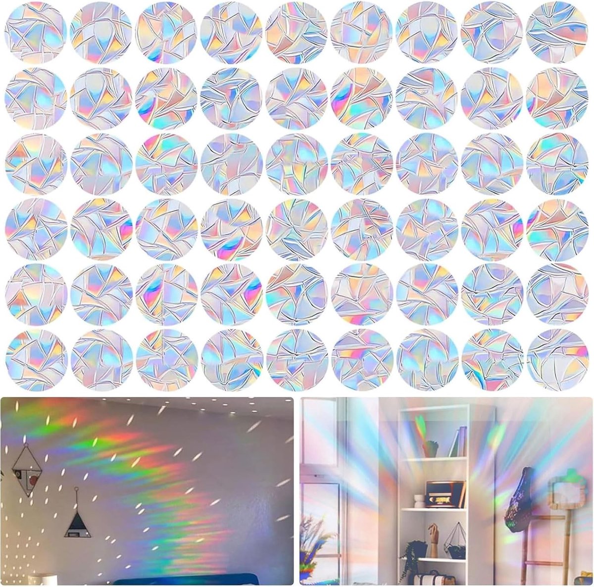 Ronde Raamstickers tegen Vogelbotsingen - Herbruikbare Vinyl Stickers voor Vogelbescherming en Veiligheid in Regenboogkleuren