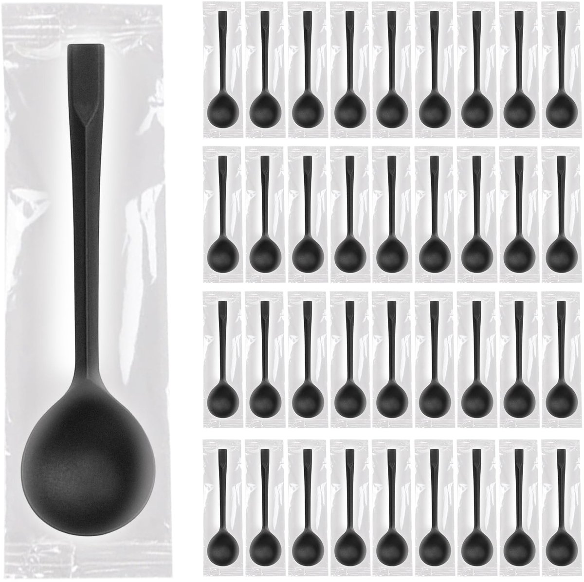 Elzusha - Set van 100 Herbruikbare Zwarte Dessertlepels voor Feesten