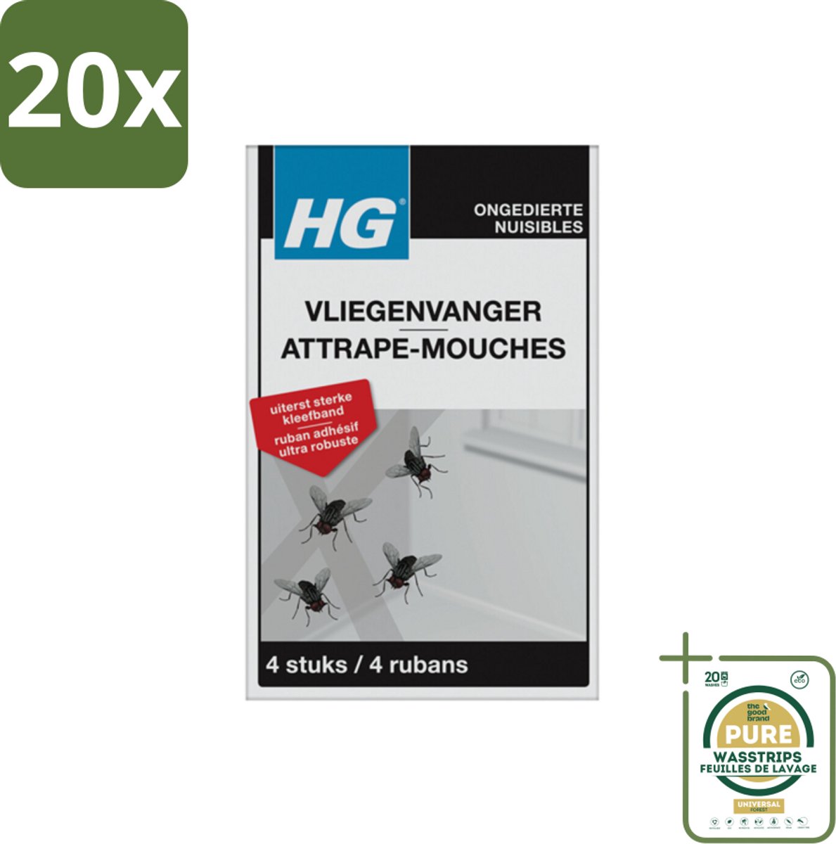 20 x HG X Vliegenvanger 4 stuks per verpakking - Grootverpakking - Vliegenvanger - Vliegen Vangen - Kleefband - Vliegbestrijding - Vliegbeheersing