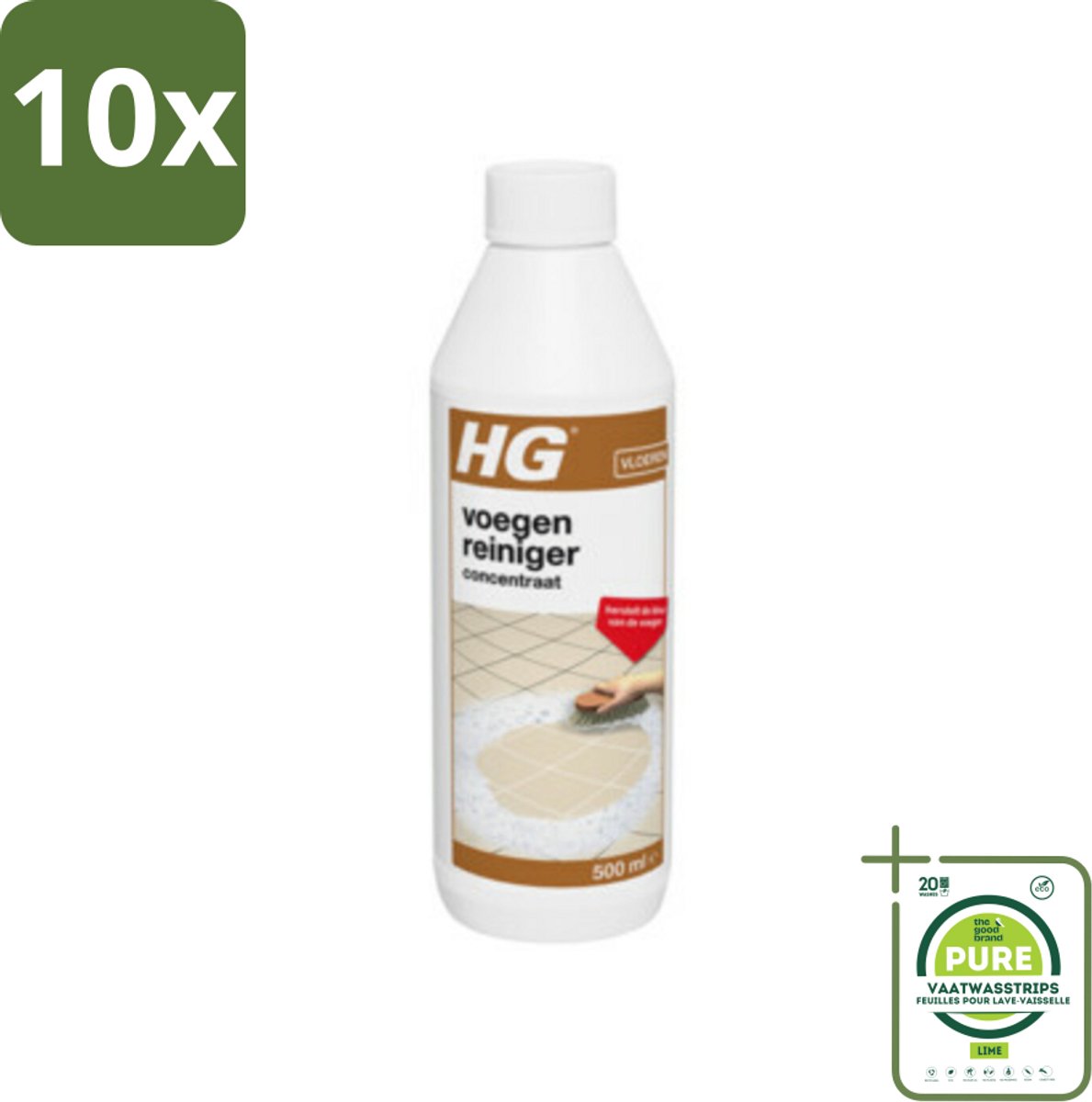 10 x HG Voegenreiniger Concentraat 500 ml - Grootverpakking - Vloer Voegen Reiniger - Voegen Schoonmaken - Voegen Opknappen - Voegen Wit Maken - Badkamerschoonmaak