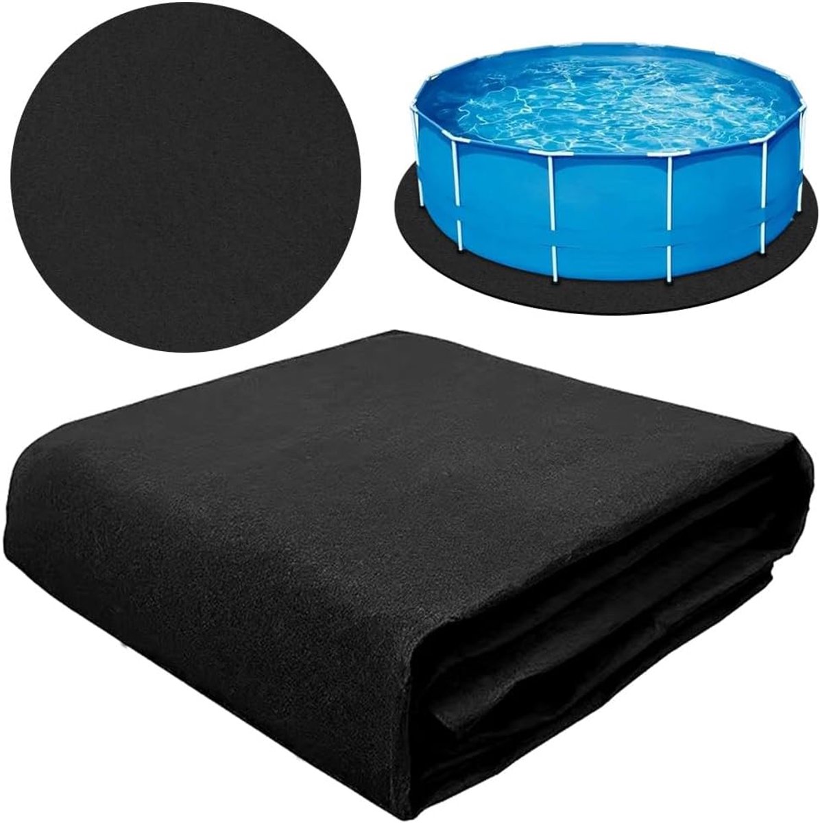 Zwembadonderlegger, rond, diameter 305 cm, zwembadmat, zwembadbodemzeil, opvouwbaar, zwembadonderlegger, outdoor - ShopVlot