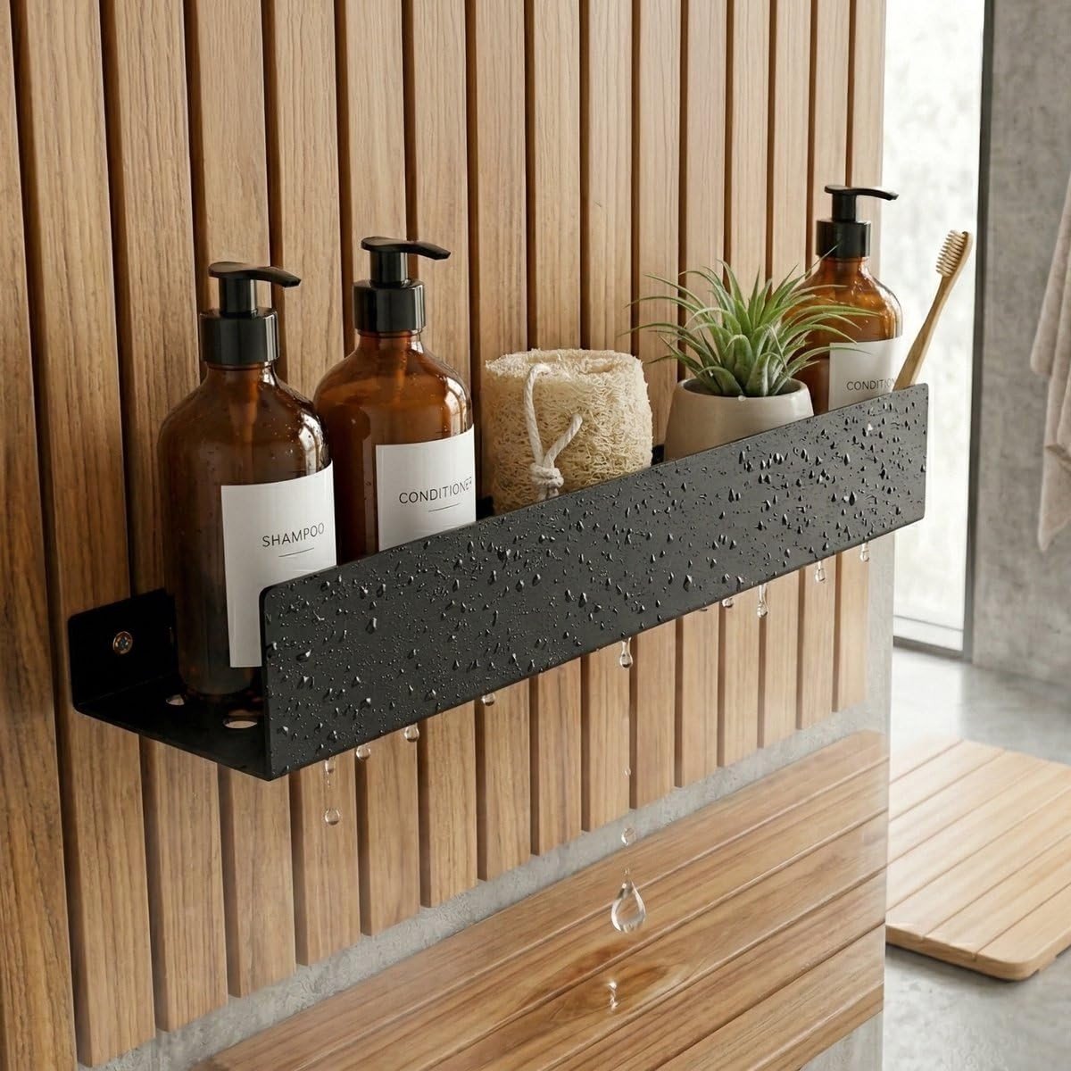 Elzusha - Hangend Badkamer Rek - Zwart - 40 cm