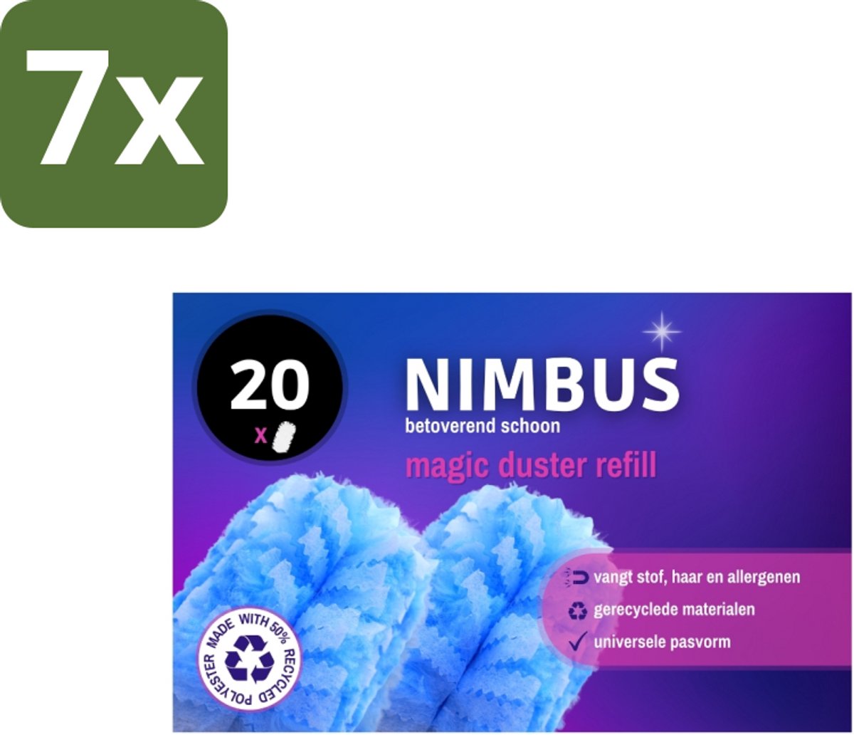 7 x NIMBUS Magic Duster Navulling 20 stuks per verpakking - Stofdoekje - Stofverwijderen - Stofallergie - Haren Verwijderen - Duster