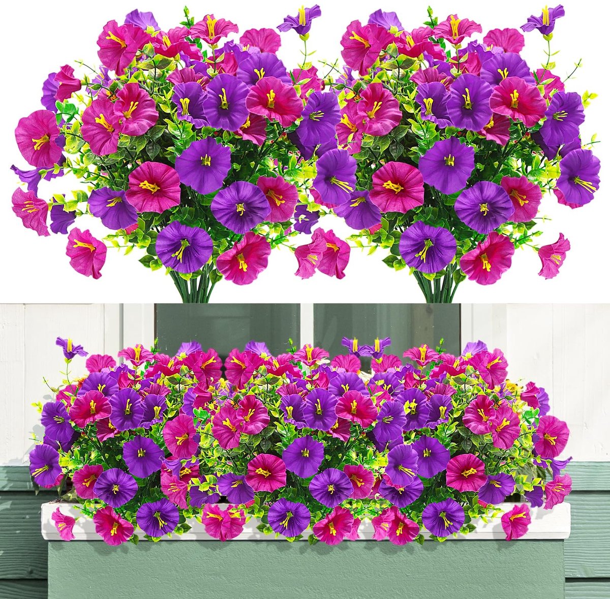 Elzusha - 4 Stuks Kunstmatige Petunia's voor Balkon en Tuin Decoratie