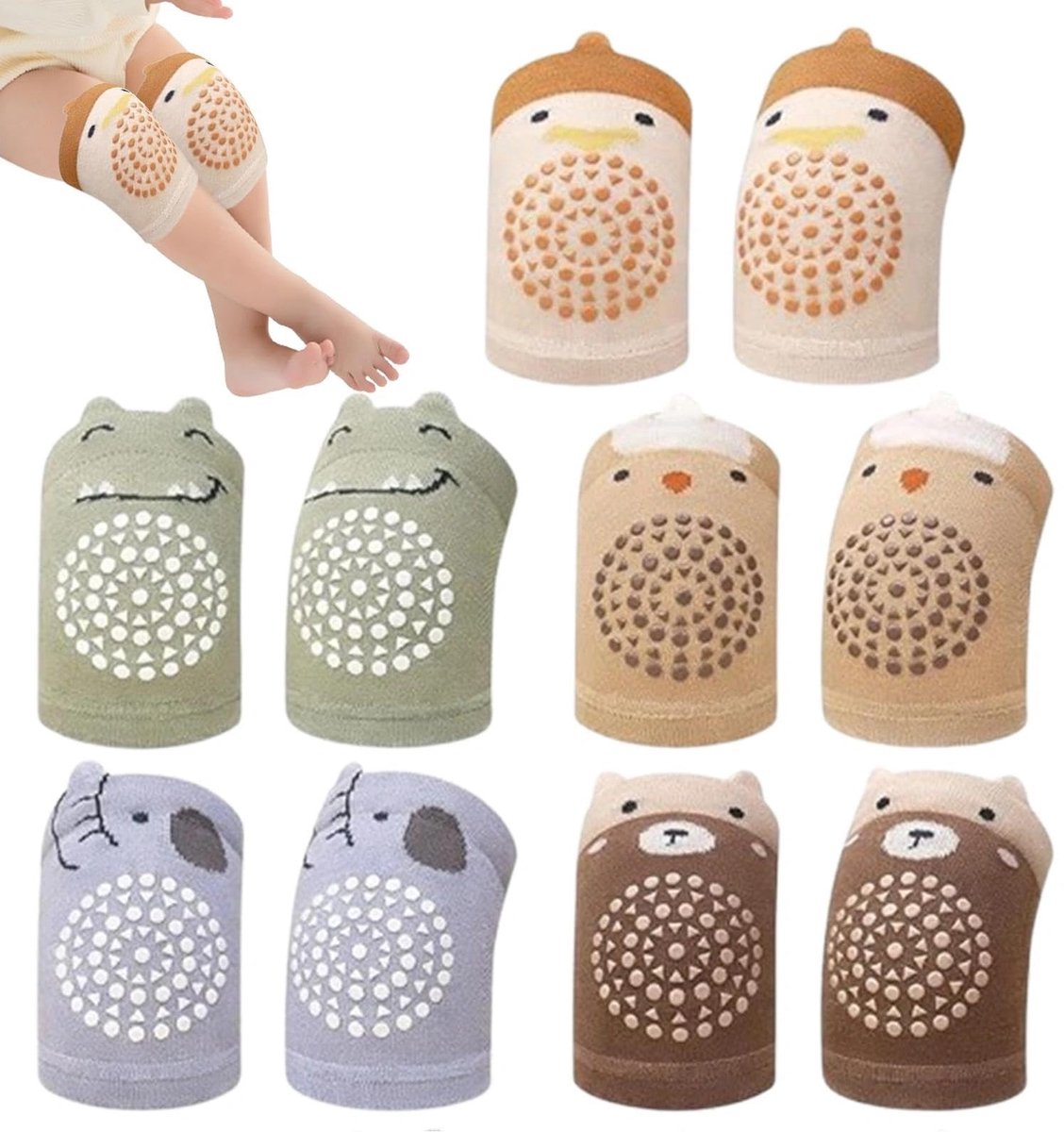 Elzusha - Zachte Katoenen Kniebeschermers voor Baby's met Antislip