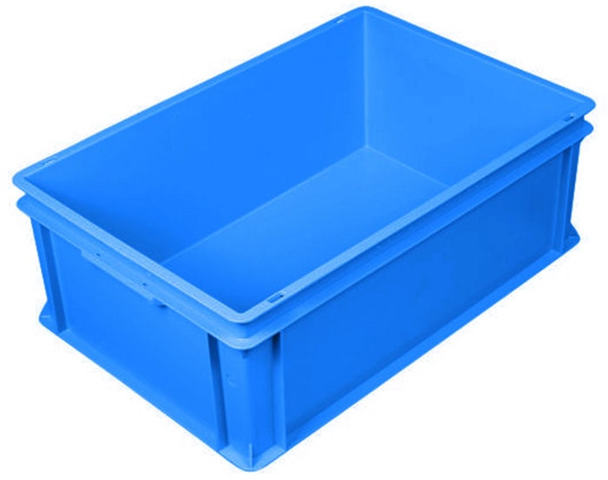 Stapelbak kunststof 600x400x220 mm 40 liter blauw - Euronorm - Grijprand