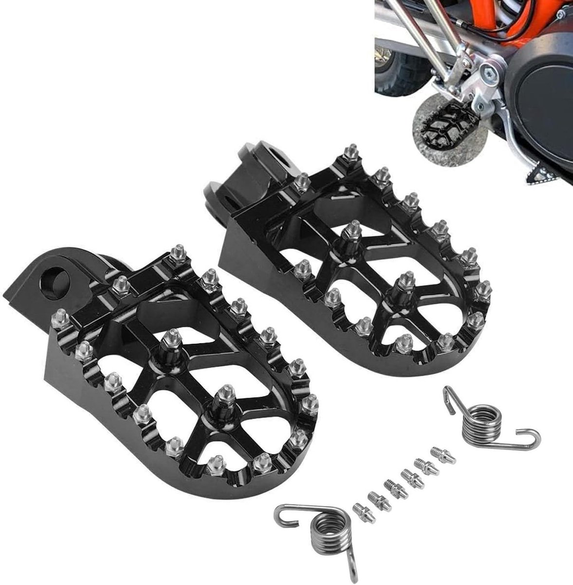Offroad Motorfiets Voetsteunen van CNC, Zwart, Duurzaam en Ergonomisch Ontwerp voor Optimale Grip