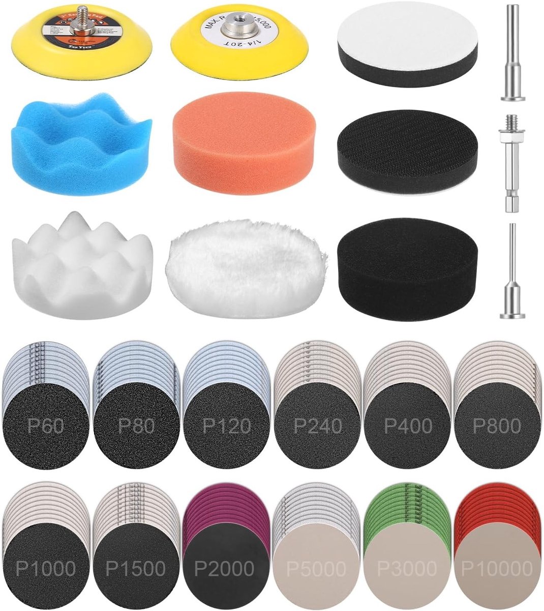 Polijstopzetstuk Set - Multicolor - 75 mm - Voor Accuschroevendraaier en Polijsten - Voor Auto en Huishouden