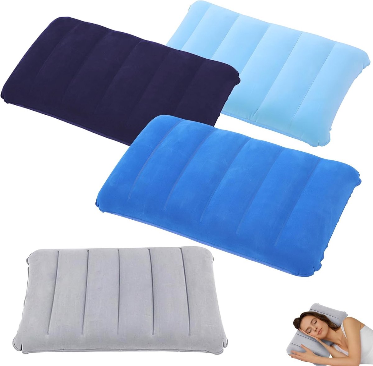 Opblaasbaar Campingkussen - Diverse Kleuren - 30 x 47 cm - Ergonomisch en Ruimtebesparend - Voor Reizen en Kamperen