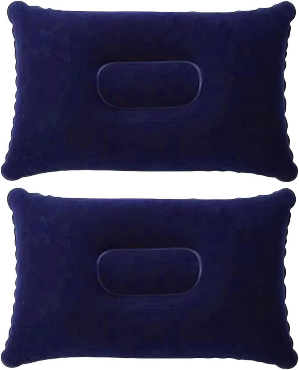 Opblaasbaar Strandkussen - Blauw - 34 x 22 cm - Ultralicht en Draagbaar Reiskussen voor Outdoor en Reizen
