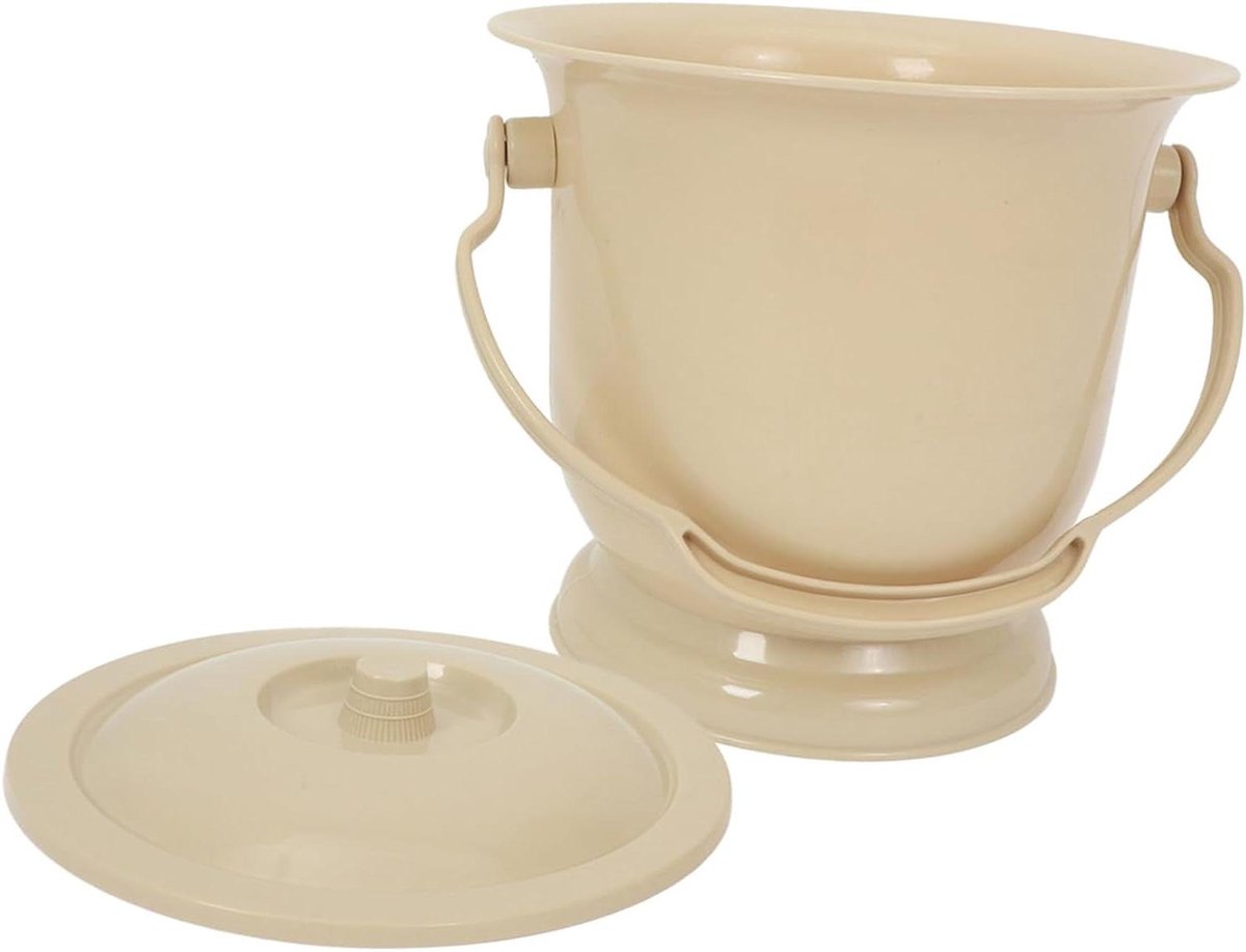 Bed Urinaal - Potje Plasemmer - Thuiszorg Gemak - Met Deksel Handgreep - 25.5 cm - Khaki