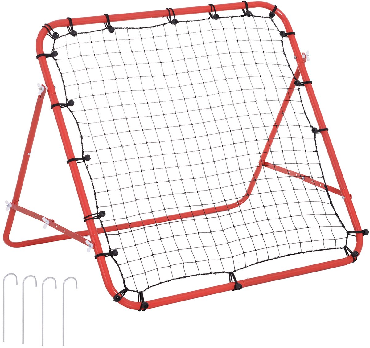 REDOM - Voetbal rebounder - Verstelbare hoek - Opvouwbaar ontwerp - Training voor voetbal en baseball - Metaal - Rood-Zwart - 96 x 80 x 96 cm