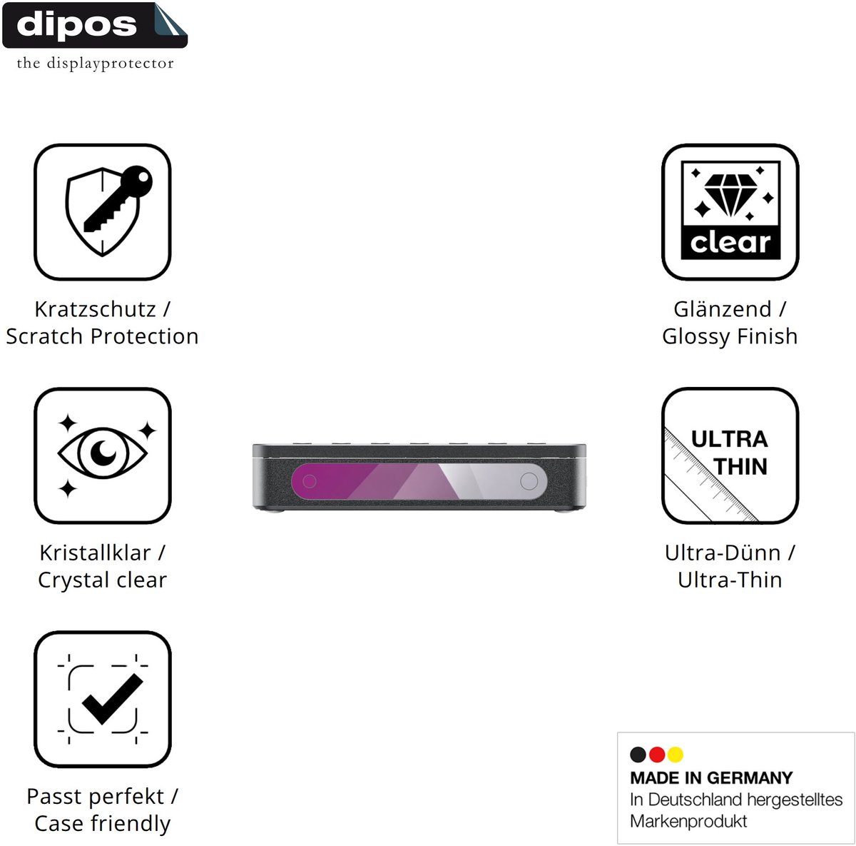 dipos – 4x Beschermfolie geschikt voor FiiO DM13 BT | Krasbestendige & heldere Screenprotector Ultra-Thin
