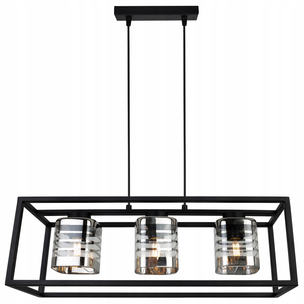 Merkloze Hanglamp Kooi Glas Zwart 3xE27