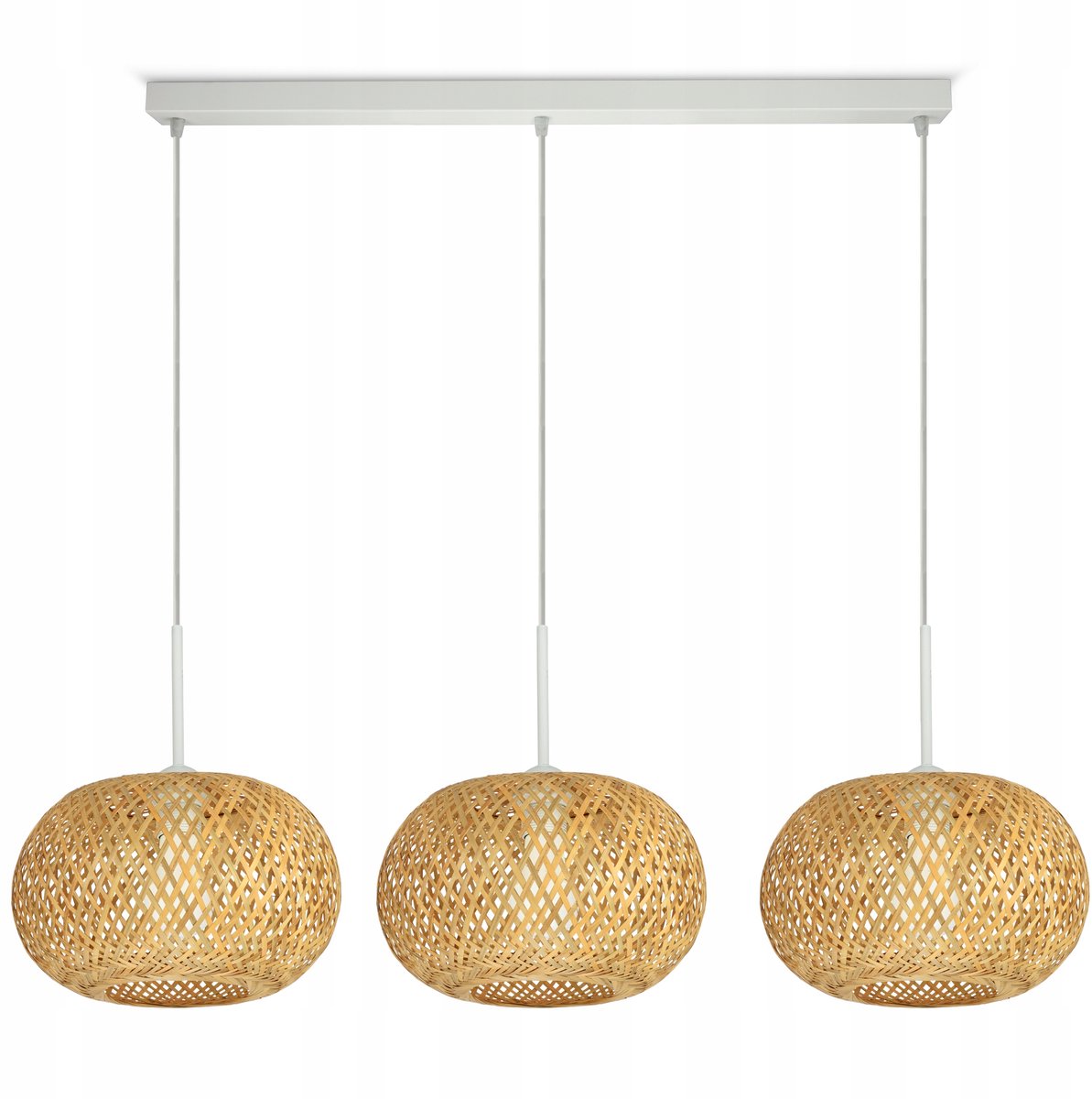 Bamboe Hanglamp Boho Wit LED E27 - Natuurlijk Gevlochten