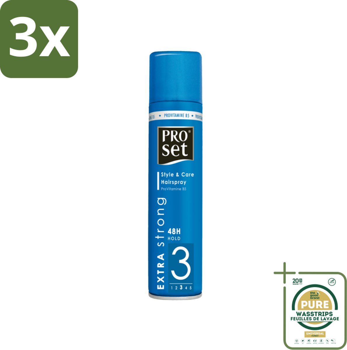 3 x Proset Haarspray Extra Sterk 300 ml - Grootverpakking - Haarspray - 48 Uur Fixatie - Extra Sterk - ProVitamine B5 - Langdurige Fixatie