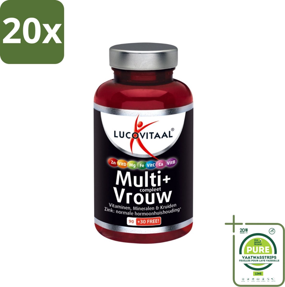 20 x Lucovitaal - Vitaminen - Multi + Compleet Vrouw - 120 Tabletten - Grootverpakking - Multivitamine Vrouw - Gezondheid Vrouw - Energie Vrouw - Vitaliteit Vrouw - Hormoonbalans