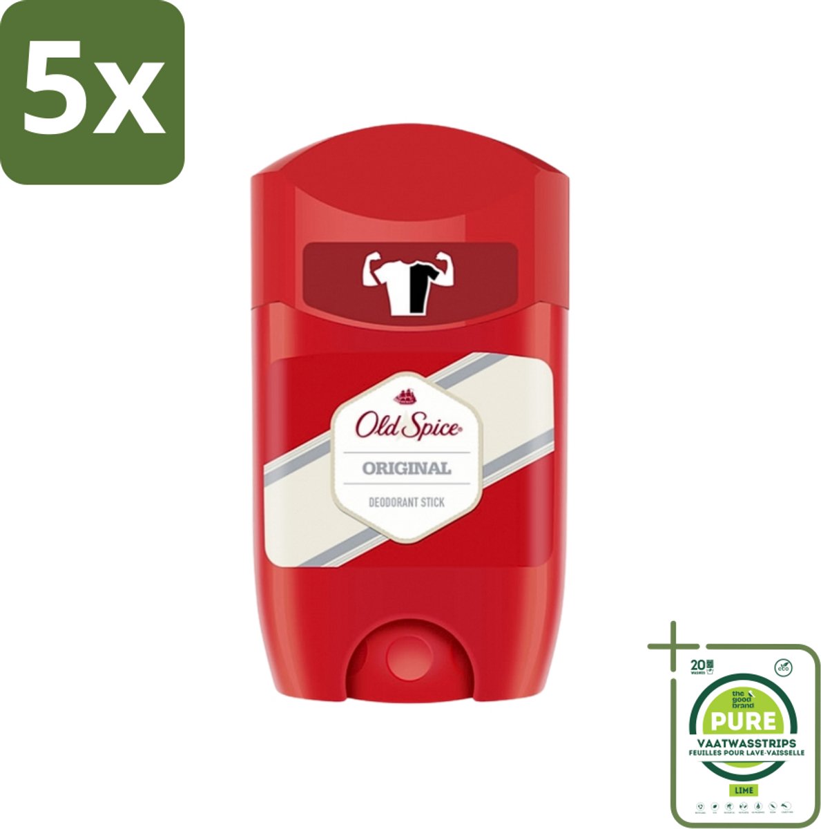 5 x Old Spice - Original - High Endurance - Deodorantstick - Langdurige Frisheid - 50 g - Grootverpakking - Old Spice - Deodorantstick - Langdurige Frisheid - Mannelijke Geur - Zweetbescherming