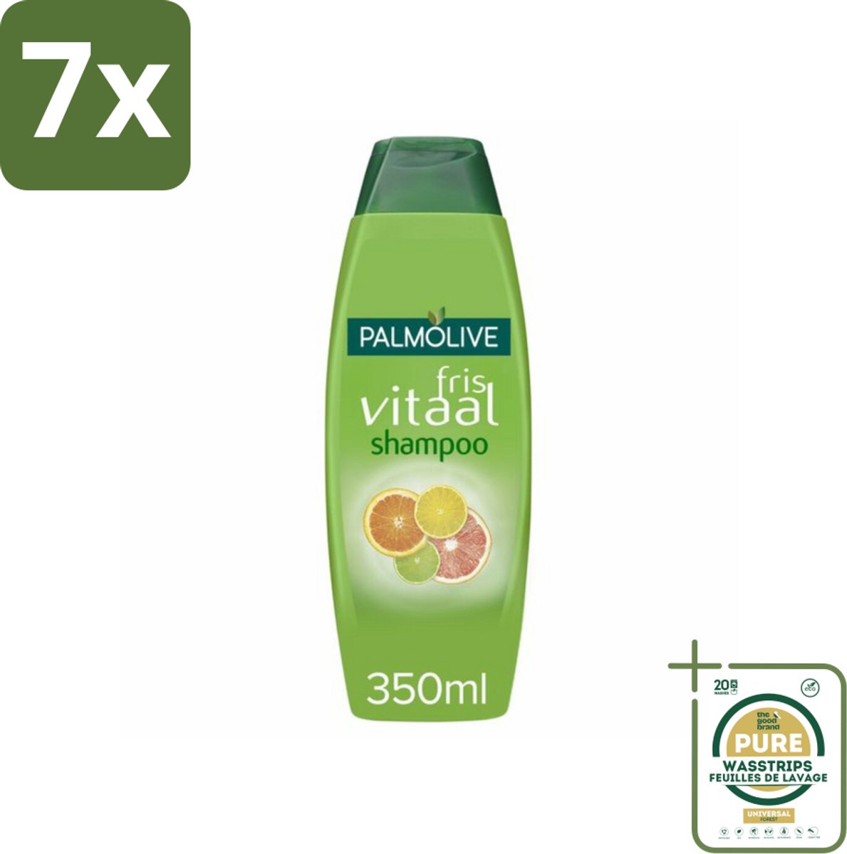 7 x Palmolive Shampoo Fris Vitaal 350 ml - Grootverpakking - Palmolive Fris Vitaal Shampoo - Citrus Shampoo - Haar Reinigen - Haar Vitaliteit - Haar Volume