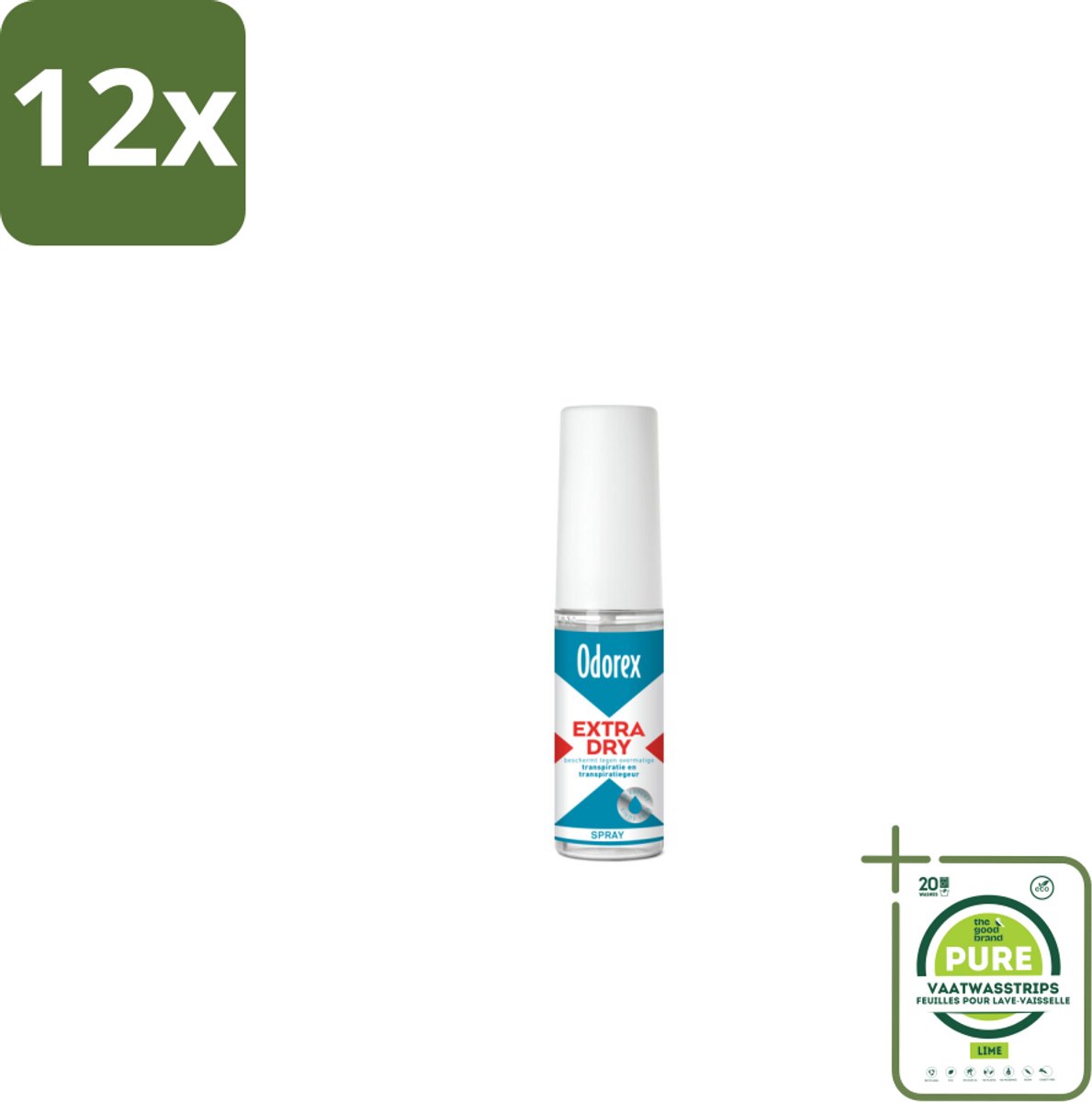 Odorex Extra Dry Pompspray 30 ml - Voordeelverpakking - 12 stuks - Extra droog - Overmatig zweten