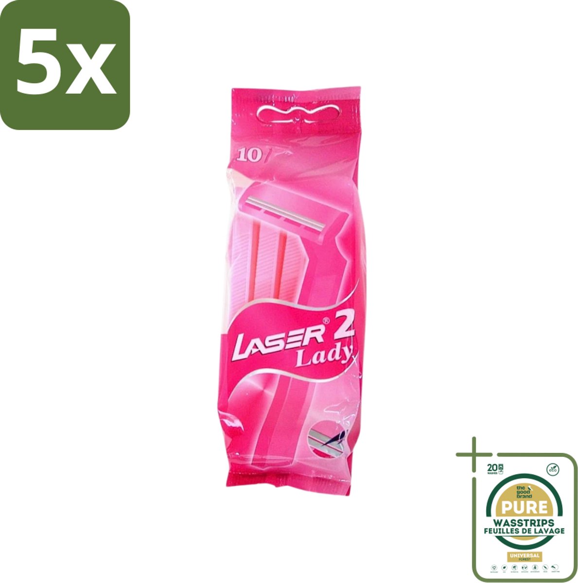 5 x Benson - Laser Twin Women - Wegwerpscheermesjes - Voor Vrouwen - 10 Mesjes - Grootverpakking - Scheermesje Vrouw - Wegwerpscheermesje - Tweevoudige Scheermesjes - Vrouwelijke Scheermesjes - Hygiënische Scheermesjes