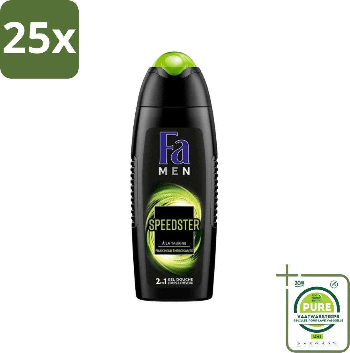 25 x Fa Men - Douchegel - Speedster - Verfrissend & Energiek - Langdurig - 250 ml - Grootverpakking - Douchegel Mannen - Energie - Verfrissend - Taurine - Langdurig Effect
