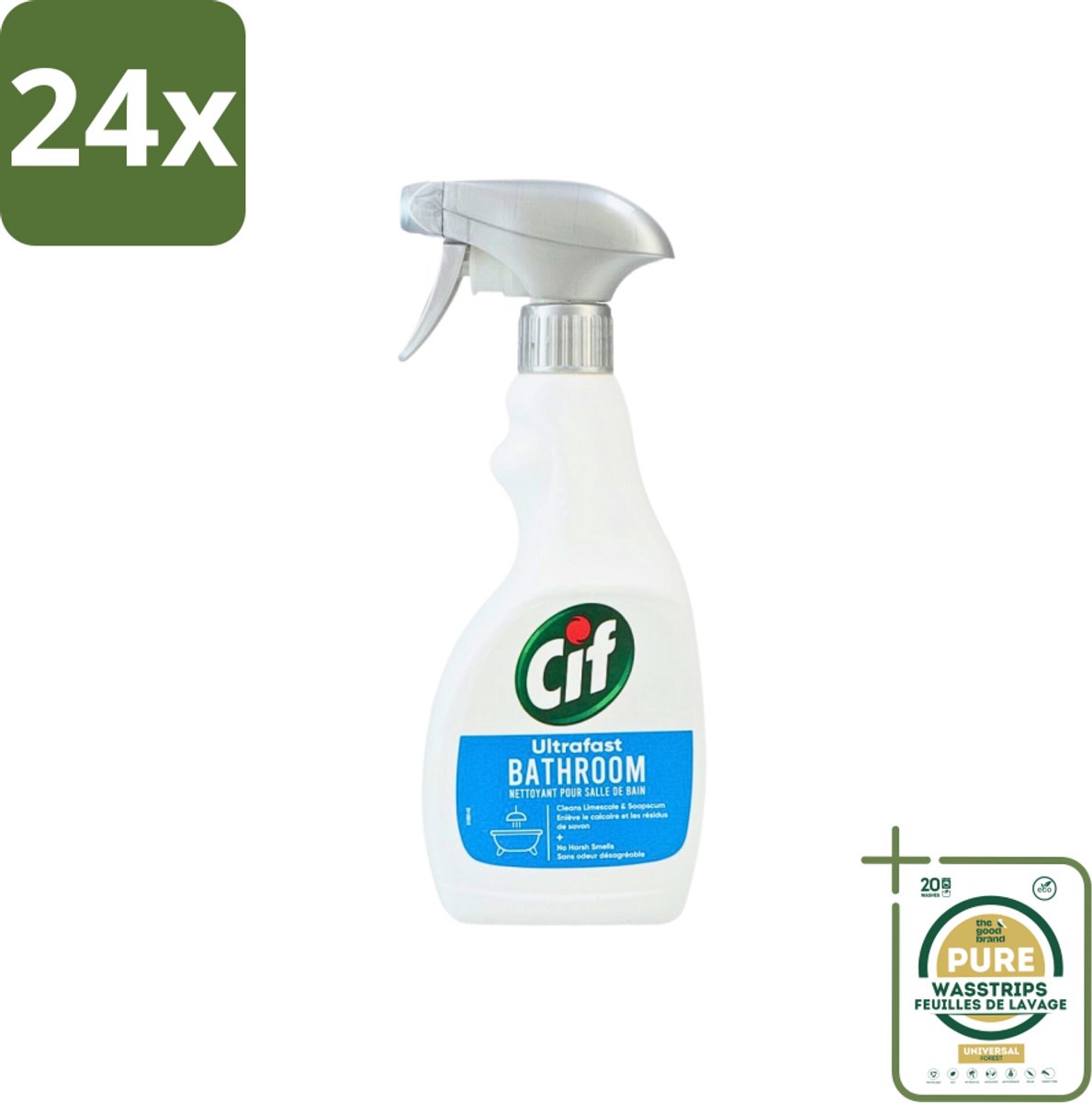 Cif - Badkamer Spray - Cream - Supersnel - 500ml - Voordeelverpakking - 24 stuks - Zeepresten verwijderen - Badkamer schoonmaken