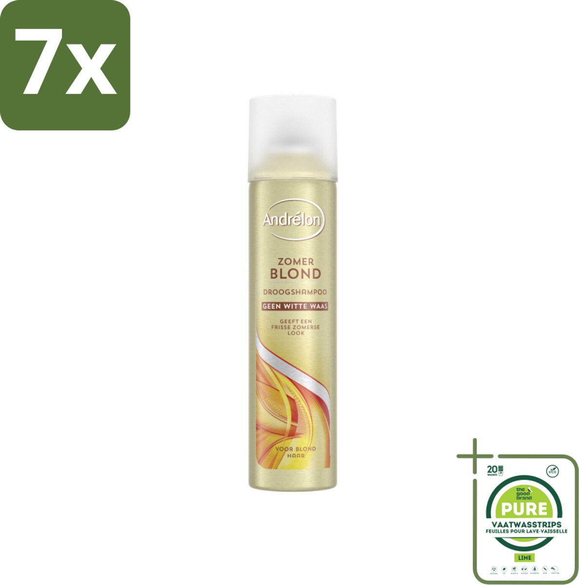 7 x Andrélon Droogshampoo Zomer Blond 245 ml - Grootverpakking - Zomerblond - Droogshampoo - Blond Haar - Vet Absorberen - Fris Haar