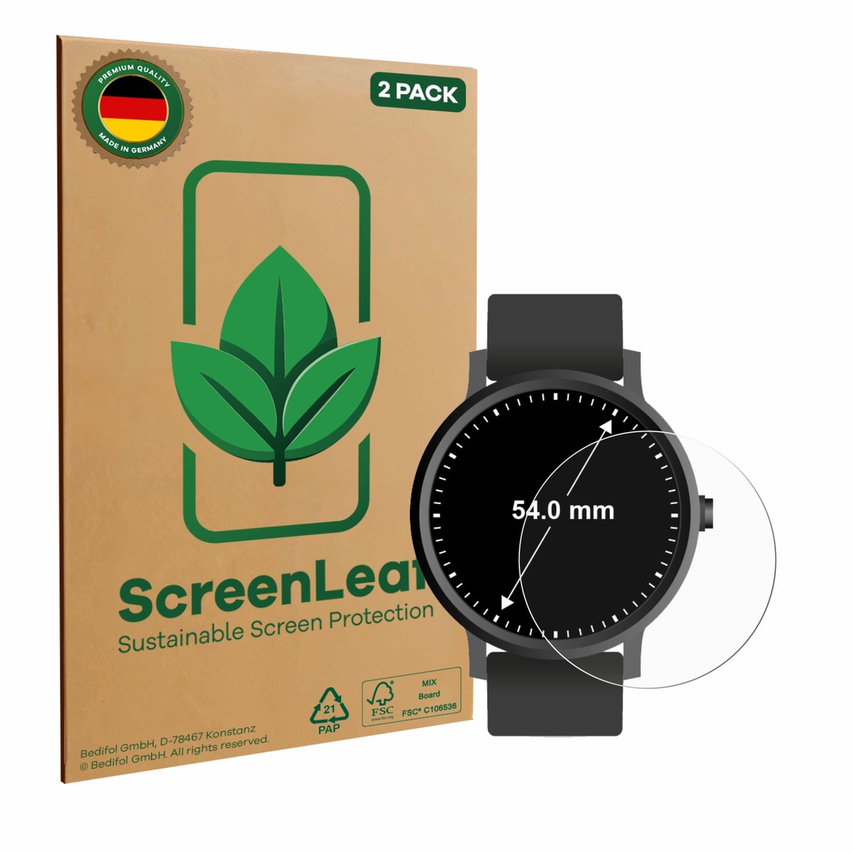 2 Stuks Screenprotector voor Horloges (Rond, ø: 54 mm) - Hoogwaardige Beschermfolie transparant