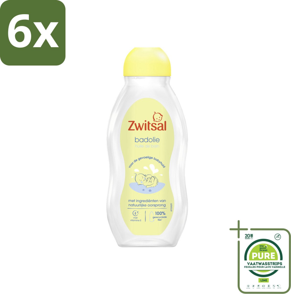 Zwitsal Badolie 200 ml - Voordeelverpakking - 6 stuks - Badolie voor baby - Droge huid