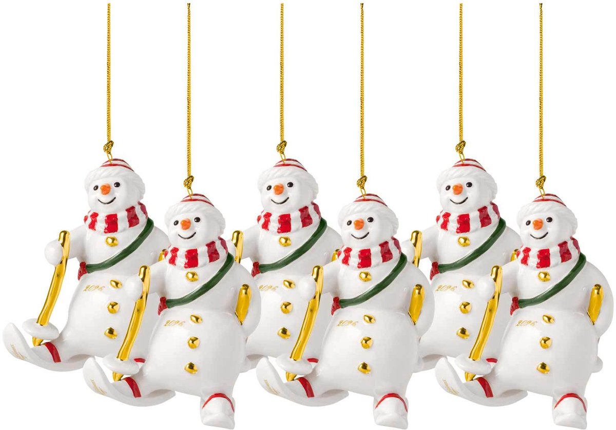 Ornamente Schneemann 2026 Christmas Classics 7,3 x 6,8 x 9,9 cm Set van 6