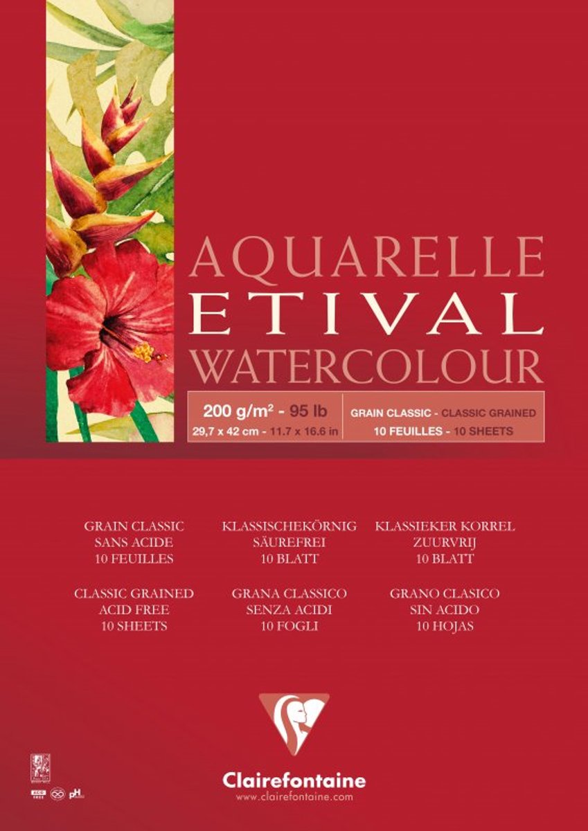 Aquarelblok Etival Klassieke Korrel 200g 10 Blad A4 Spiraal