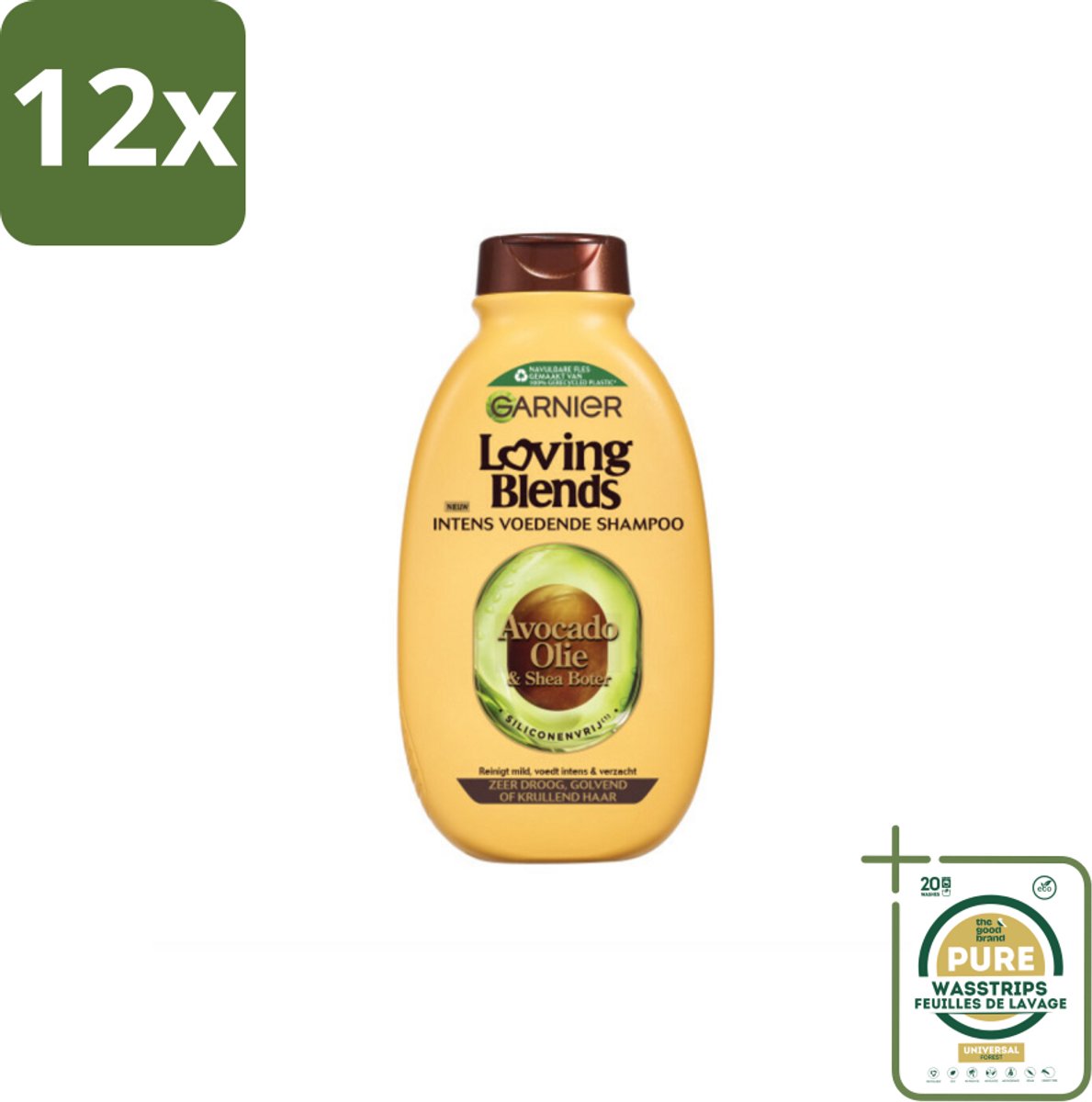 Garnier Loving Blends Avocado Olie en Shea Boter Shampoo 300 ml - Voordeelverpakking - 12 stuks - Droog Haar - Pluizig Haar