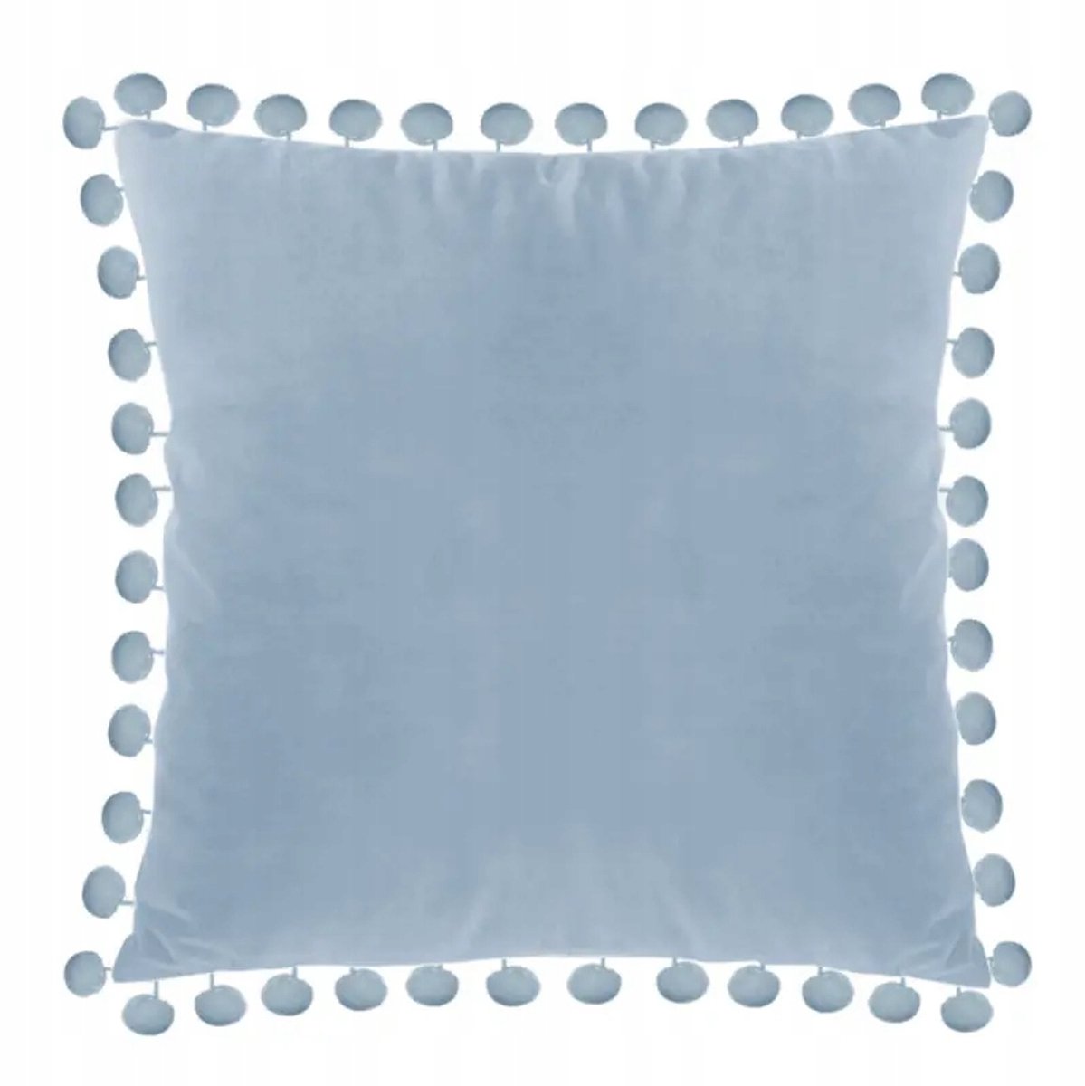 Velours kussensloop 40x40 cm met pompons - Blauw