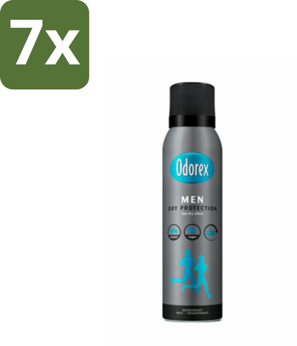 7 x Odorex Men - Deodorant Spray - Dry Protection - Langdurige Frisheid - 150 ml - Mannelijke Deodorant Spray - Langdurige Frisheid - Zweetbescherming - Oksel Droog - Deospray Voor Mannen