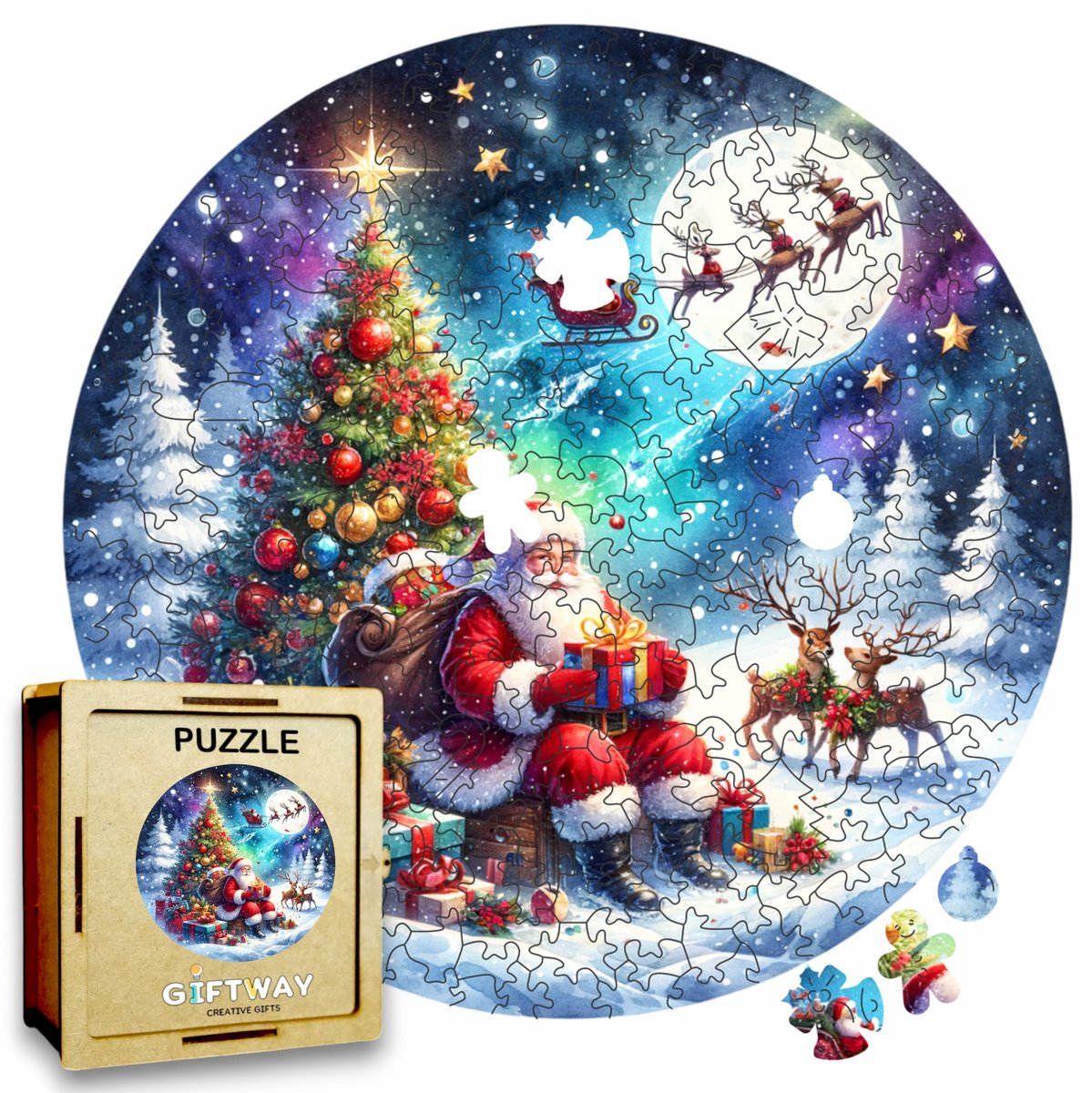 Houten Kerst Puzzel 217 Stukjes - Unieke Vormen, Decoratie