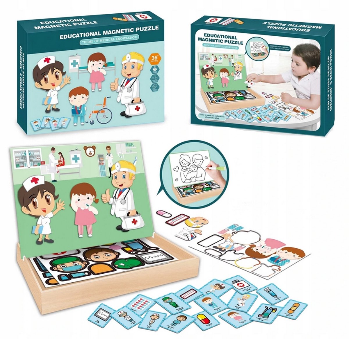 Educatieve Magnetische Tekentafel met Dokterthema en Stift