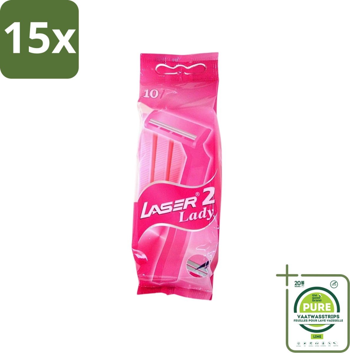 15 x Benson - Laser Twin Women - Wegwerpscheermesjes - Voor Vrouwen - 10 Mesjes - Grootverpakking - Scheermesje Vrouw - Wegwerpscheermesje - Tweevoudige Scheermesjes - Vrouwelijke Scheermesjes - Hygiënische Scheermesjes