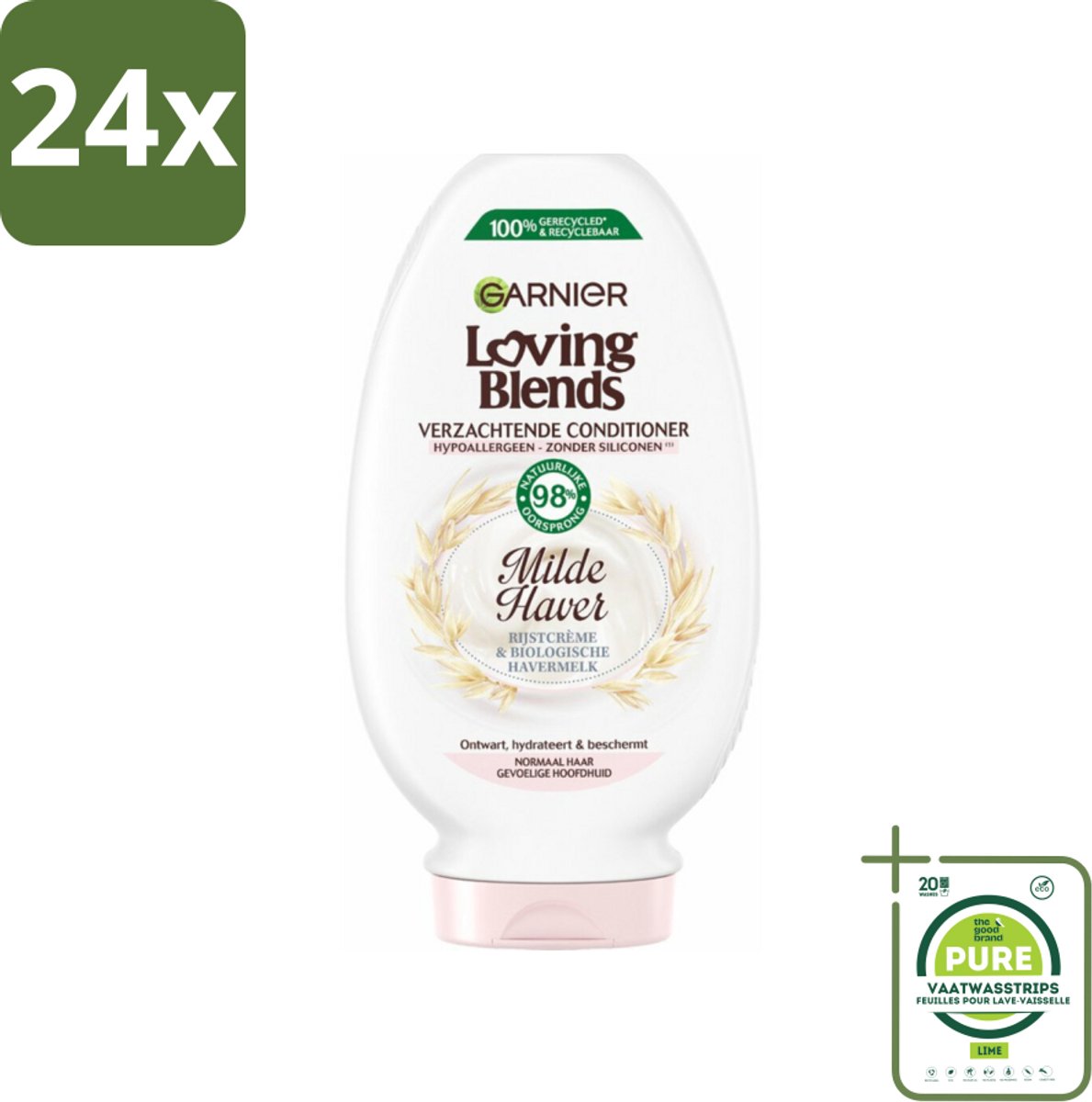 Garnier Loving Blends Milde Haver Conditioner 250 ml - Voordeelverpakking - 24 stuks - Conditioner voor gevoelige hoofdhuid - Milde conditioner