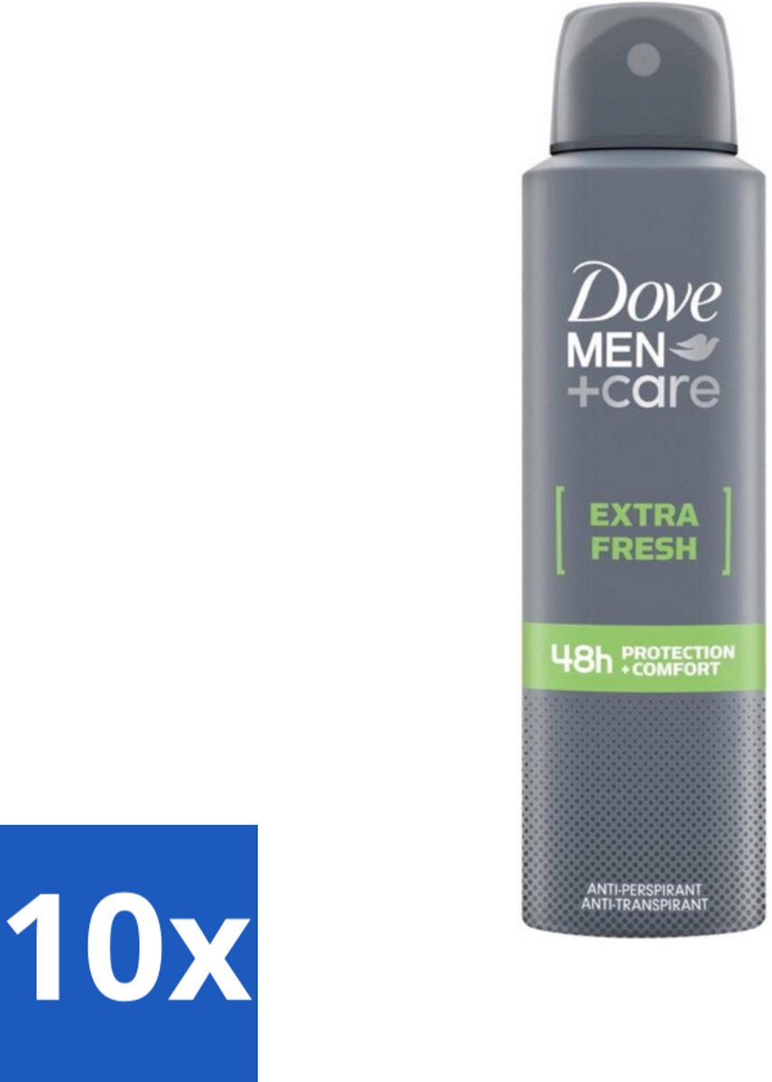 10 x Dove Men+Care - Extra Fresh - Deospray - Anti-Transpirant - 150 ml - Dove Men+Care Extra Fresh Deospray - Deospray Voor Mannen - Alcoholvrije Deospray - Okselbescherming - Transpiratiebescherming