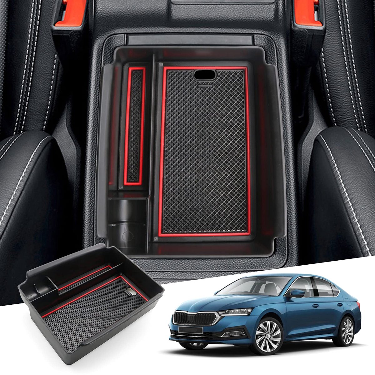 GAFAT Skod-a Octavia 4 IV MK4 RS Combi 2020-2022 2023 middenconsole opbergdoos, Octavia 4 armleuningen organizer tray - ShopVlot