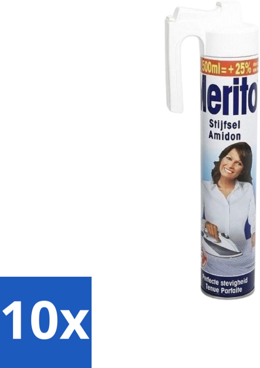 10 x Merito - Stijfsel - 500 ml - Stijfsel Linnen - Stijfsel Voor Linnen - Stijfsel Voor Kleding - Stijfsel Voor Kast - Stijfsel Voor Kleding Verzorging