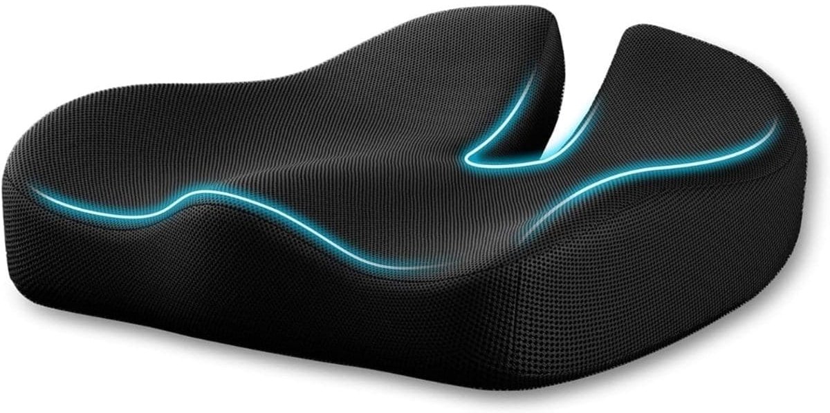 Klarven® Wigkussen Memory Foam XL - Antislip, Drukpuntverlichting - Zwart B 40 x D 36 cm