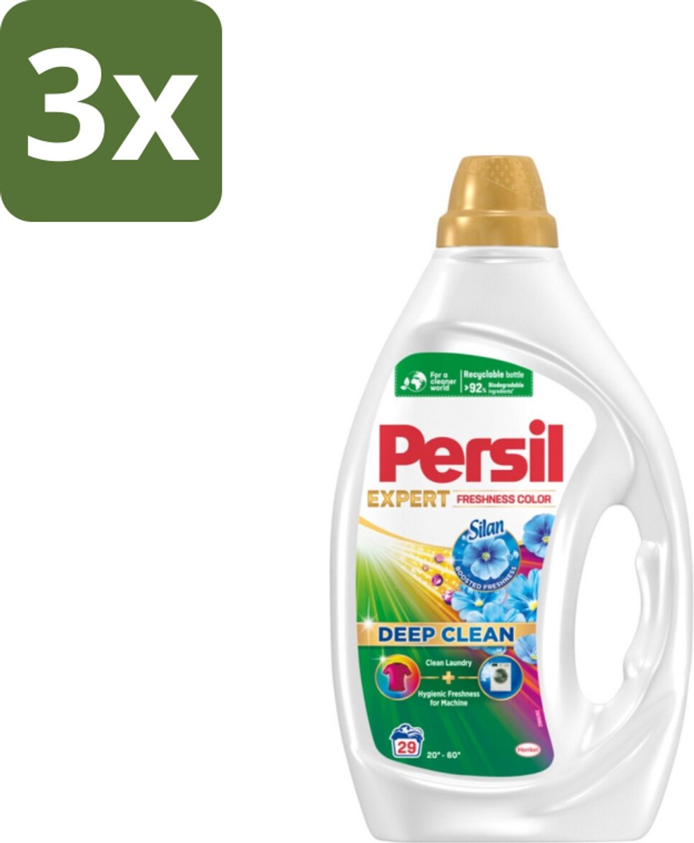 3 x Persil Wasmiddel Gel 29 Wasbeurten Gekleurde was Freshness by Silan 1,305 liter - Gekleurde Was - Vloeibaar Wasmiddel - Freshness By Silan - Wasbeurten - Hygiënische Frisheid