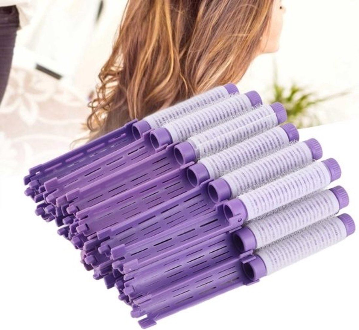 Dailygoody - Haar Perm - Krulspelden - Beschadigt het haar niet - Paars - Krultang - Voor volumineuze krullen - Set van 20