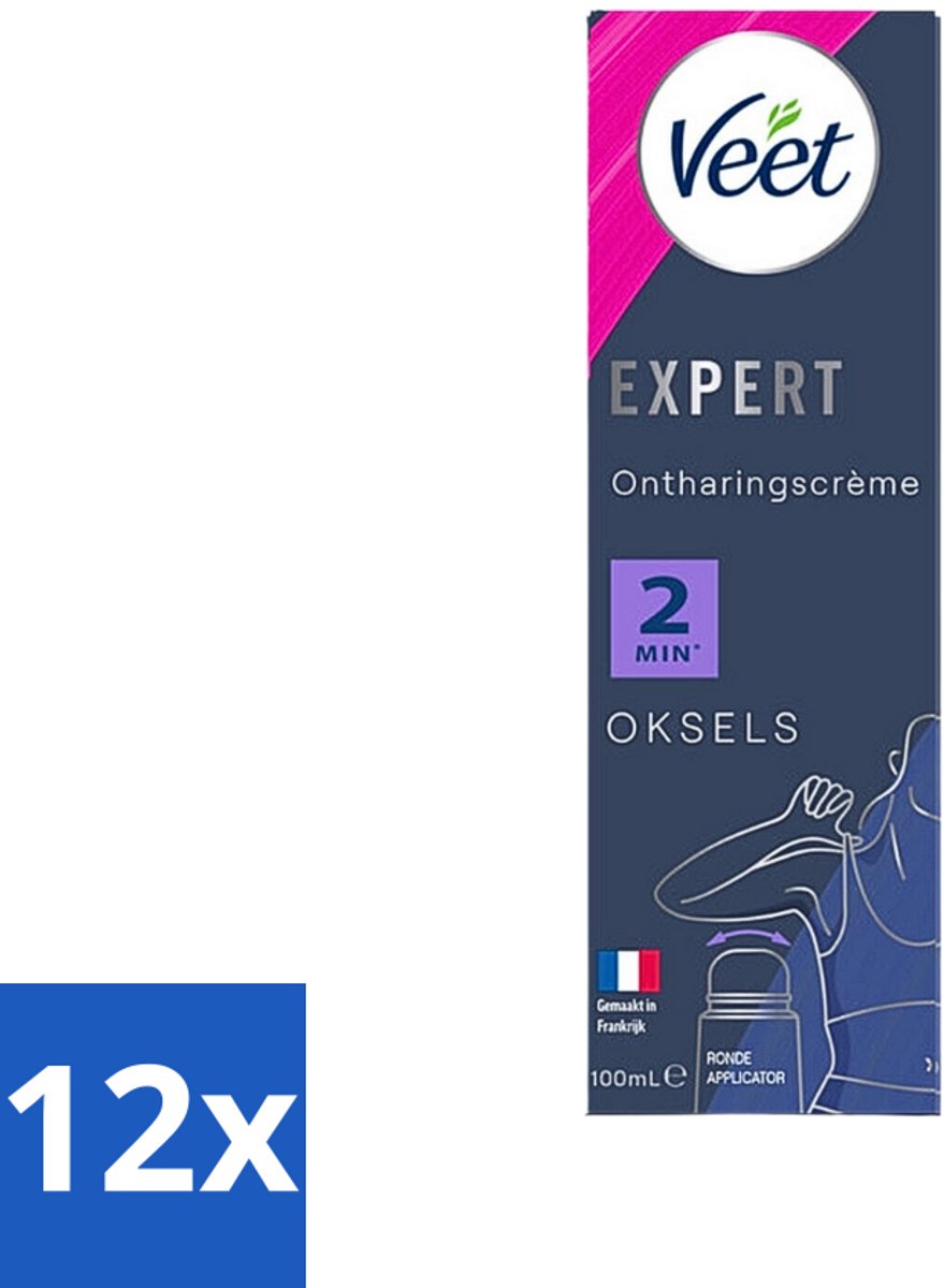 12 x Veet Expert - Ontharingscrème met applicator - Oksels - Alle huidtypes - 100ml - Ontharingscrème - Veet - Oksels - Scheercrème - Huidverzorging