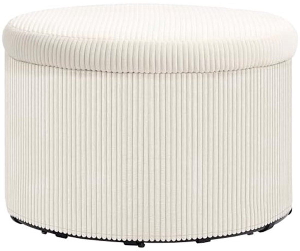 Ronde Poef met Opbergruimte en Deksel - 60 x 60 x 41 cm - Beige