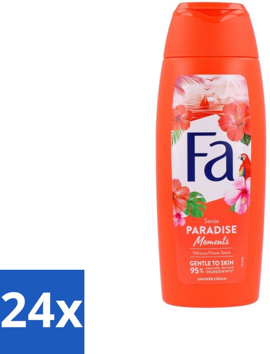24 x Fa - Paradise Moments - Douchecrème - Hibiscusbloem - 250 ml - Douchecrème - Hibiscus - Vegan - Natuurlijke Ingrediënten - Duurzame Verpakking