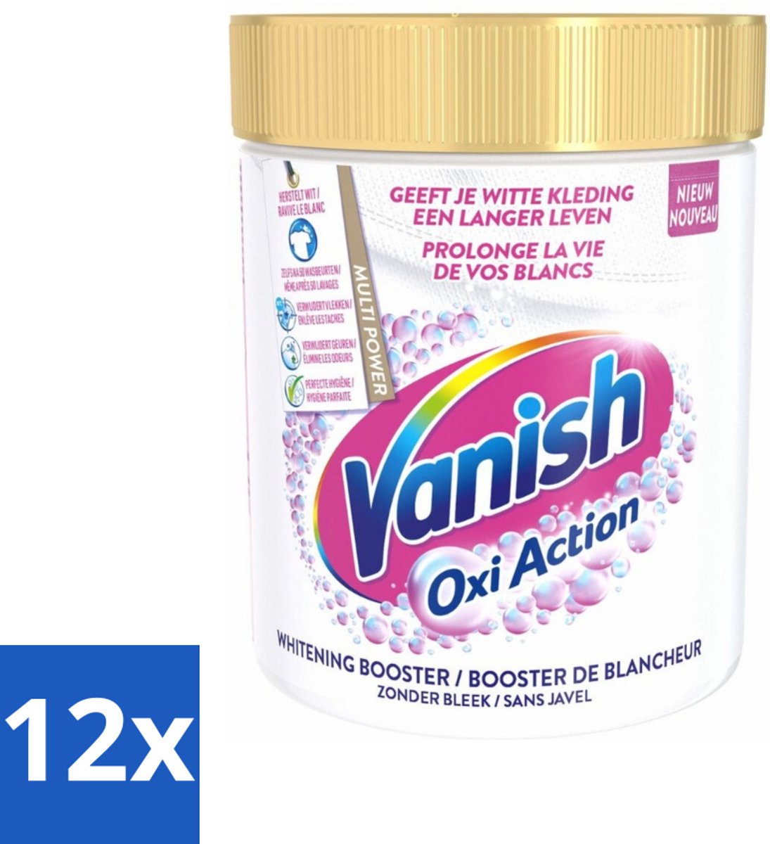12 x Vanish Oxi Action - Vlekkenverwijderaar Poeder - Zonder Bleek - Witte Was - 550 Gram - Vlekkenverwijderaar - Witwas - Vlekken Verwijderen - Wasverzachter - Waspoeder